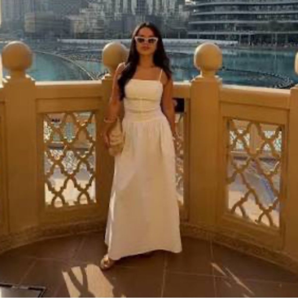 Elegant White Lace Trimmed Dress